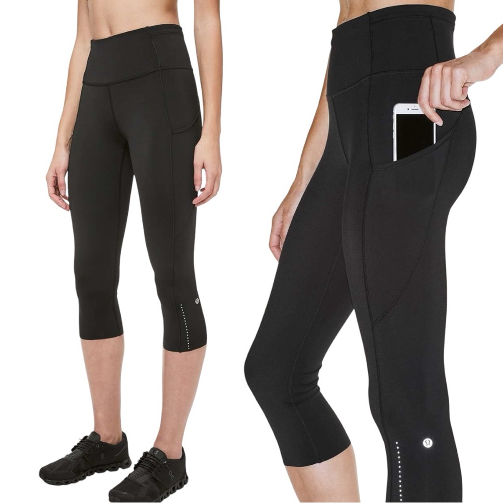 lululemon athletica Black Capri Leggings with Side Phone Pocket